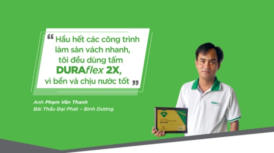 tấm DURAflex 2X bền và chịu nước tốt, đặc biệt thi công rất dễ