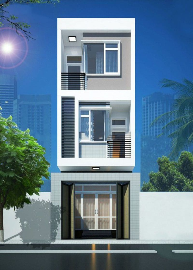 Mẫu nhà ống 3 tầng đẹp với mặt tiền rộng 4m